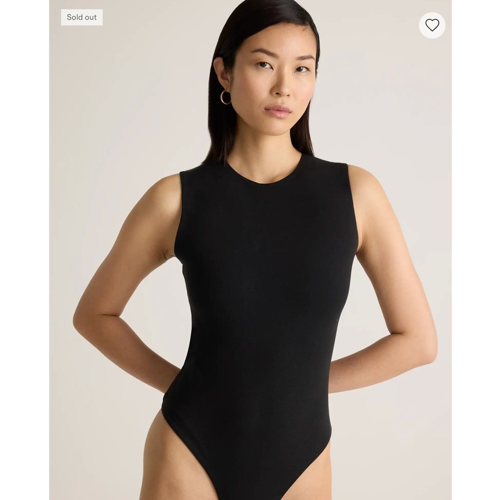 Quince stretch cotton jersey high neck sleeveless Bodysuit Womens S minimalist